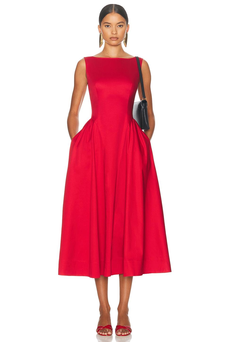 strapless open back dress Timeless Scarlet Dress Teuta Matoshi