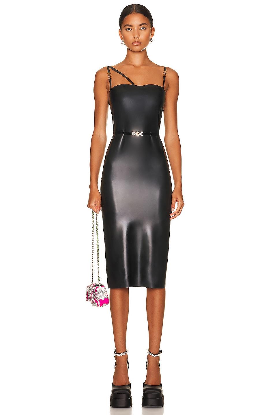 Versace Latex Midi Dress in Nero (Black) Lyst