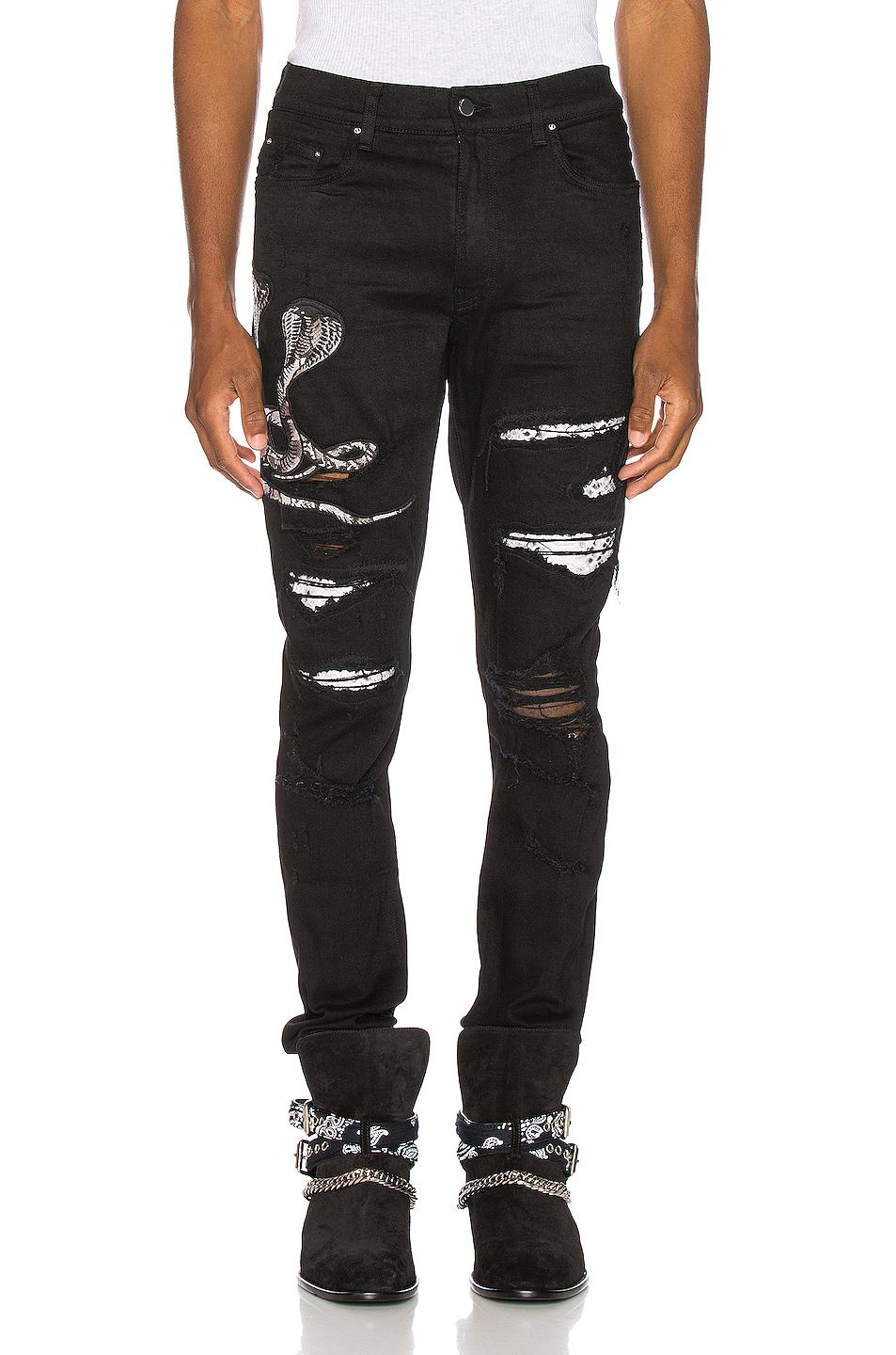 Amiri Snake Patch Jean in Black for Men | Lyst