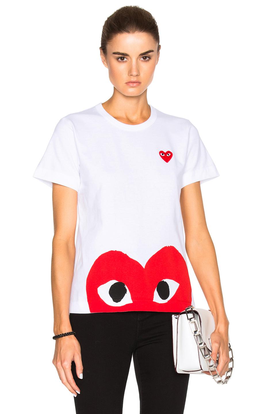 COMME DES GARÇONS PLAY Cotton Heart Print T-shirt in White - Save 13% ...