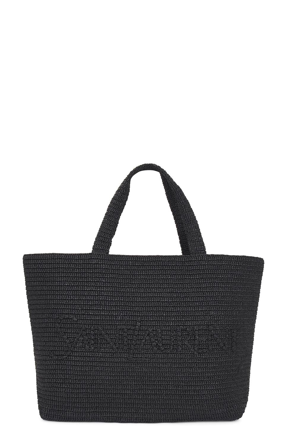 rive gauche supple tote bag in raffia crochet