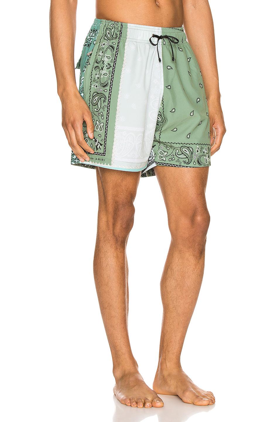 Amiri Synthetic Bandana Reconstructed Swim Trunk in Pale Lime (Green ...