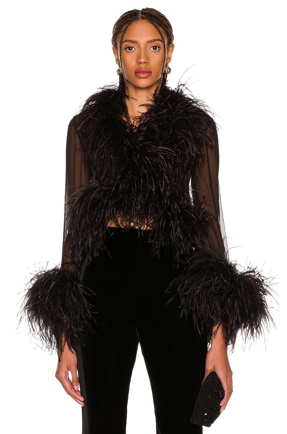 black feather blouse