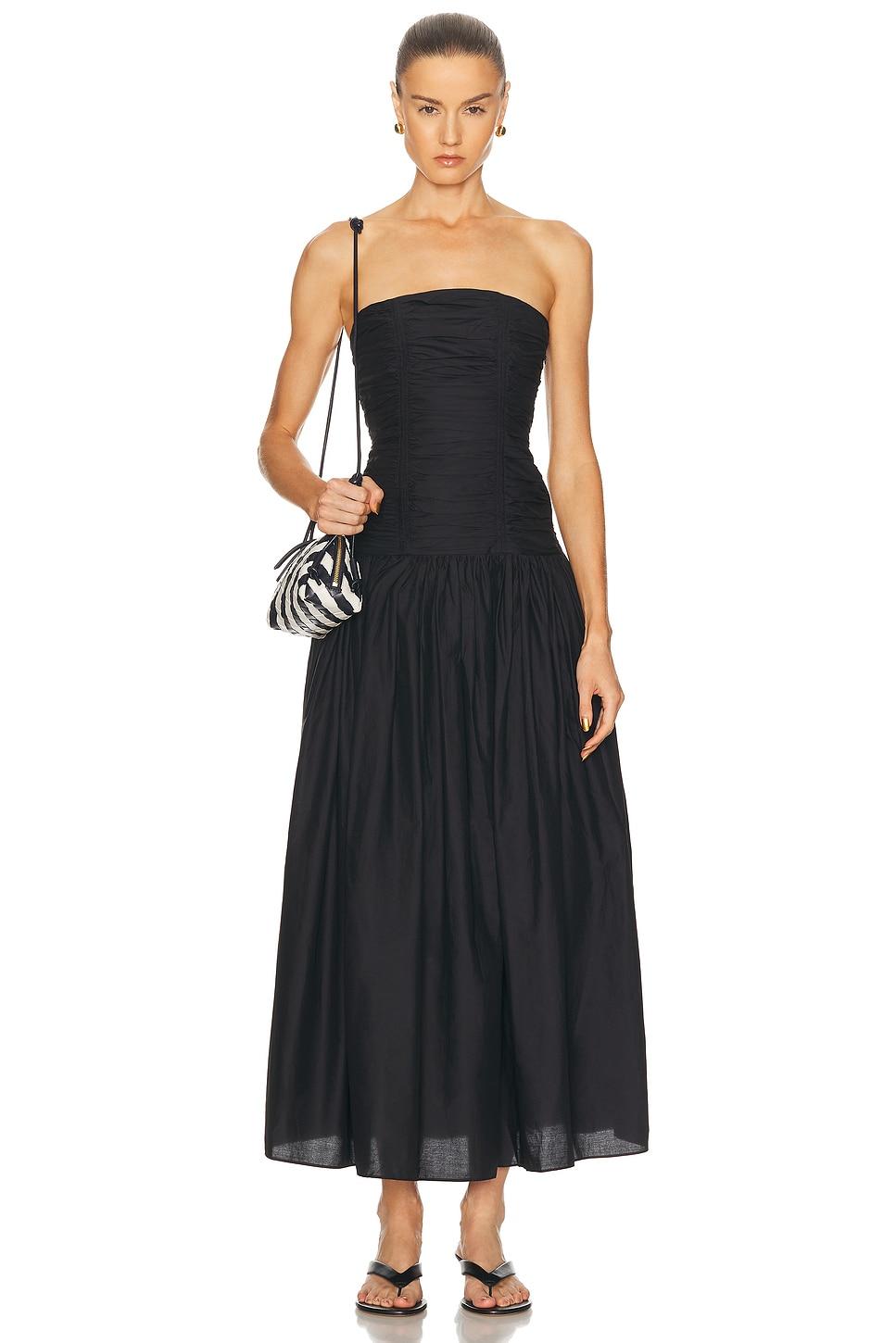 chinese dress ladies Strapless Knit and Broderie Dress - Black main image 1