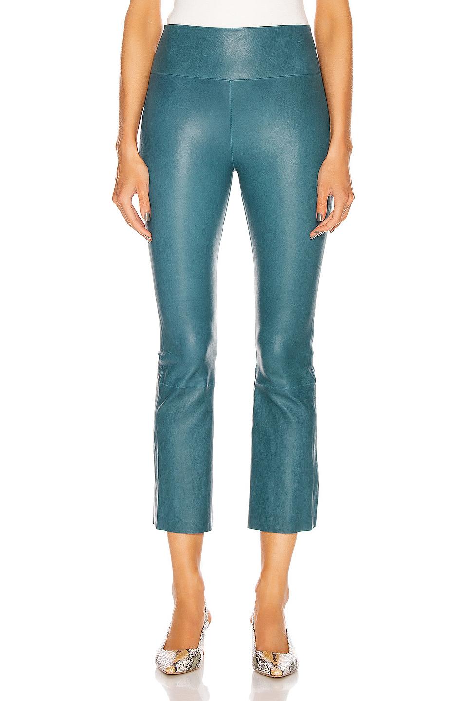 SPRWMN Leather Crop Flare Legging in Blue - Lyst