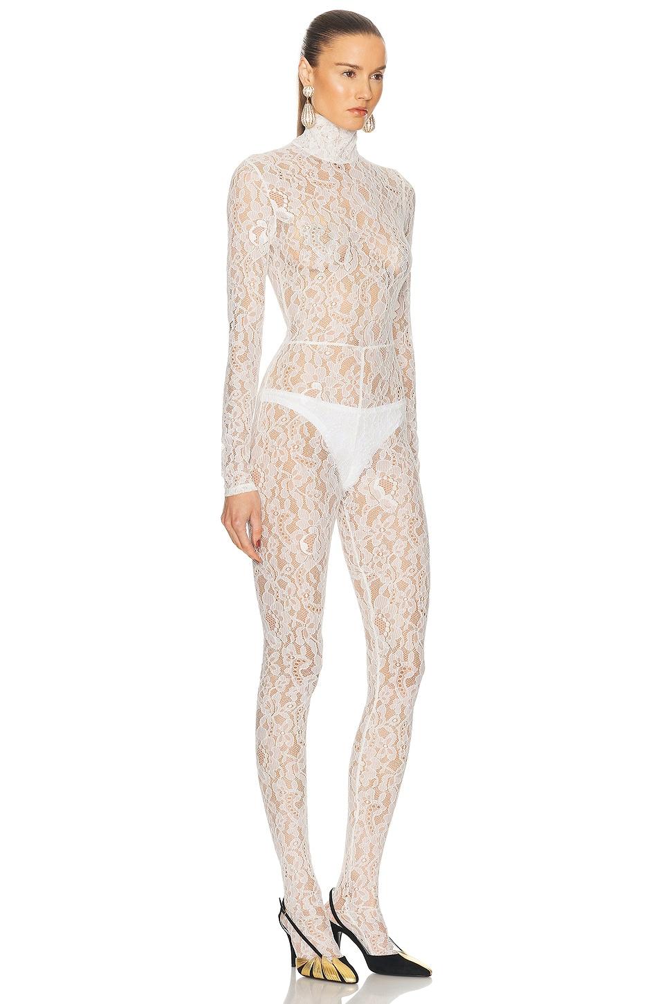 【関税&送料込】Valentino Garavani Rebrode Lace Bodysuit Rebrodé lace jumpsuit in black - Valentino | Mytheresa
