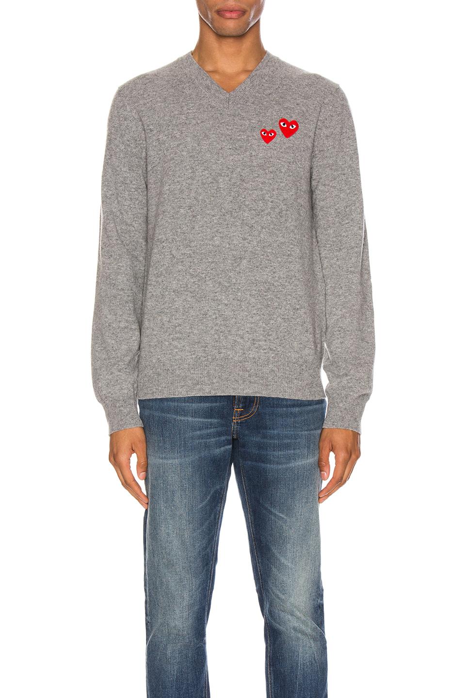 COMME DES GARÃONS PLAY Wool Multi Heart Pullover Sweater in Grey (Gray) for Men - Lyst