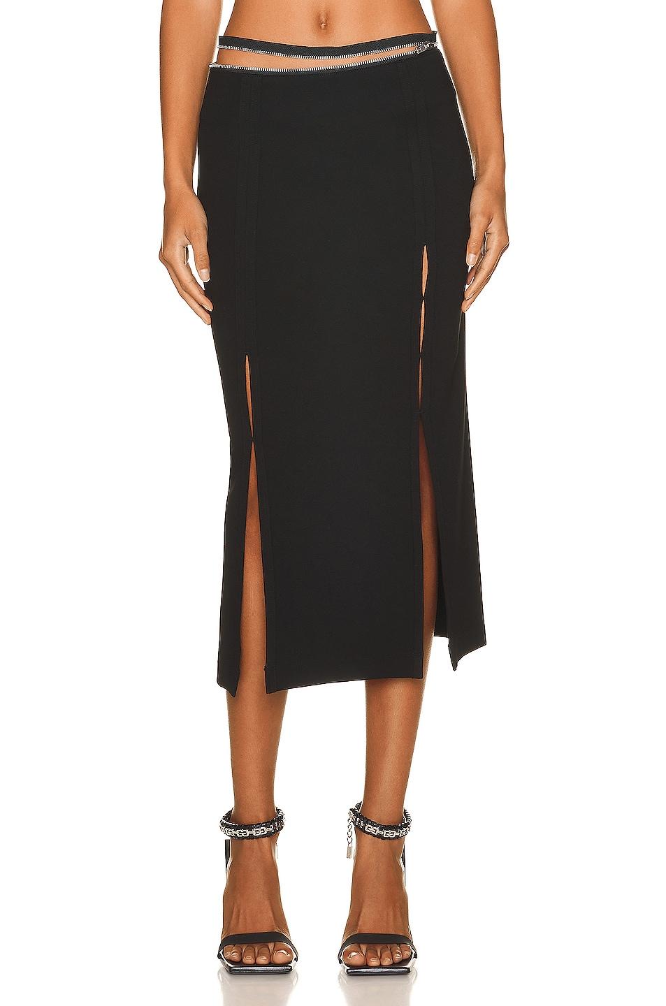 Helmut Lang Synthetic Slit Midi Skirt in Black | Lyst