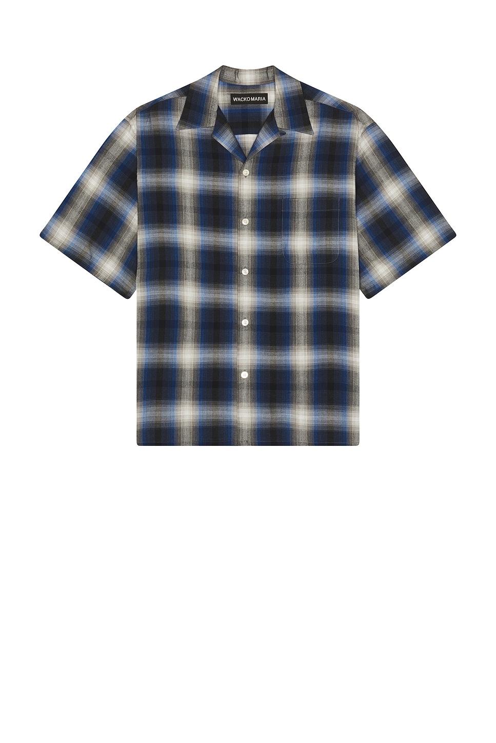 Wacko Maria Ombre Check Open Collar Shirt in Blue for Men | Lyst