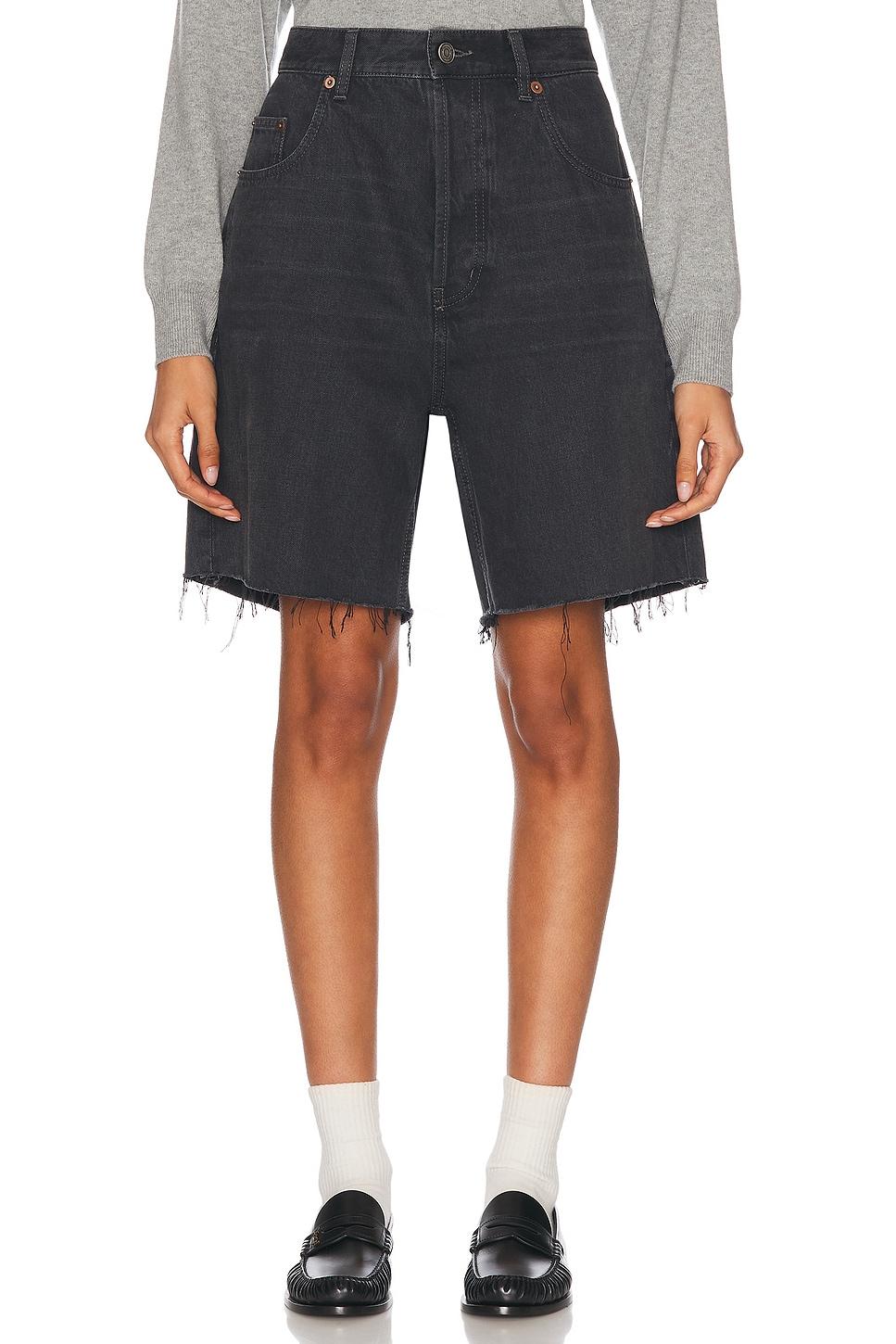 【関税＆送料込み】Saint Laurent VendA´me Denim Bermuda Sho Saint Laurent frayed-edge Denim Shorts | Black | FARFETCH