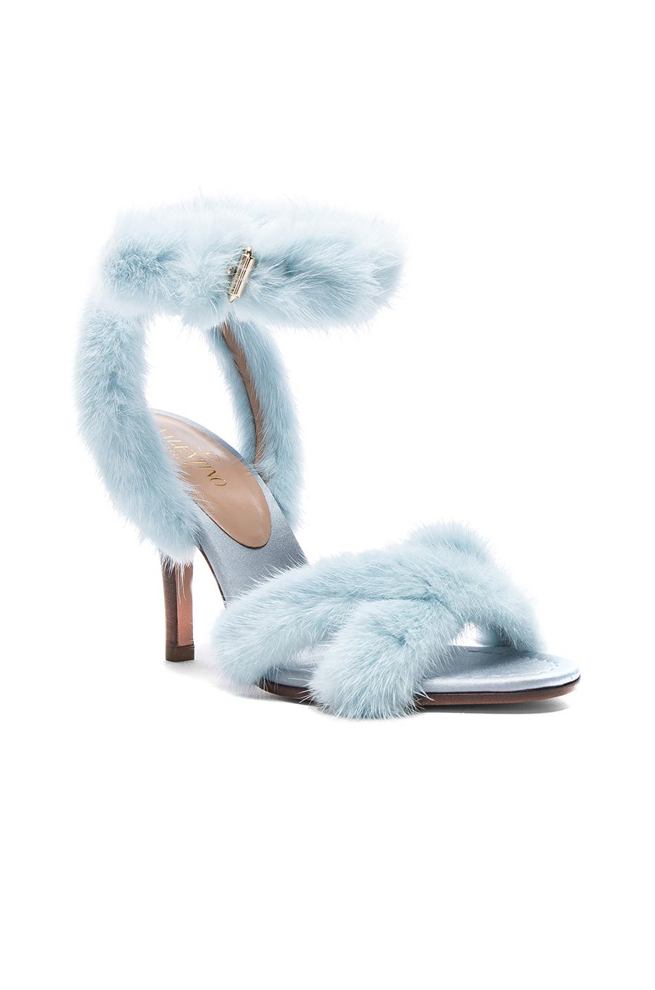 light blue fur heels