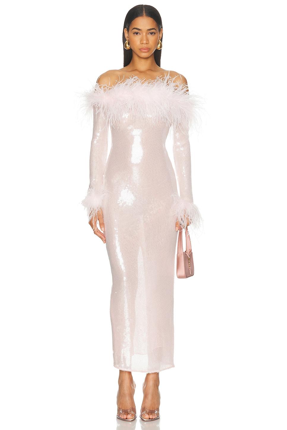 chinese dress ladies Nox Anabel Backless Sequin Prom Dress with Feathers Rose / 8