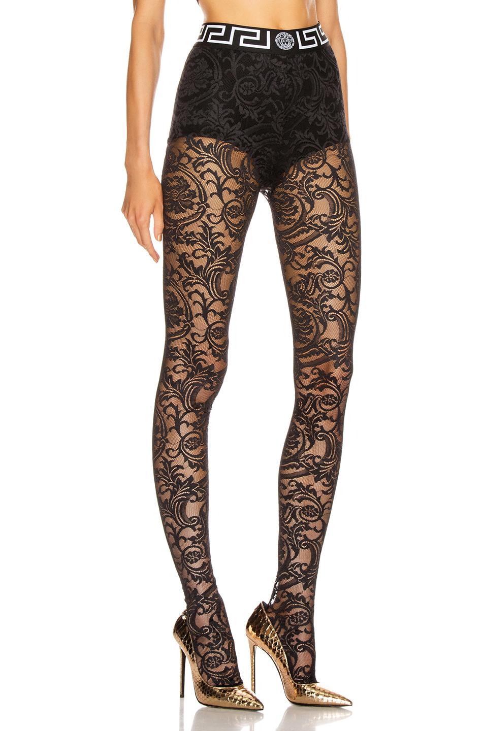 Versace All Over Lace Tights in Black