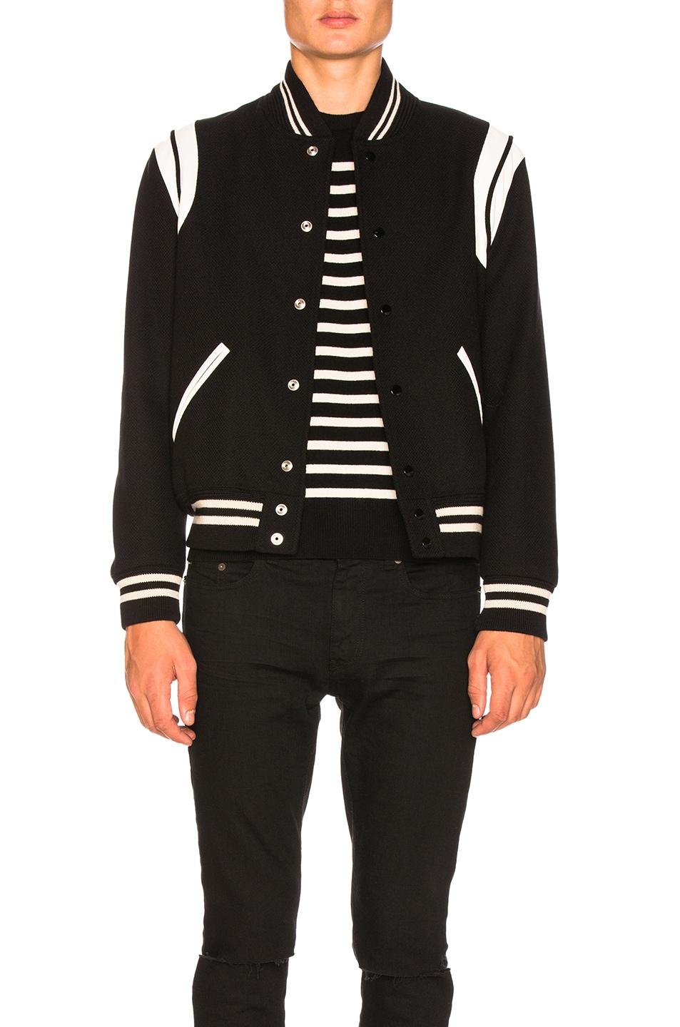 Saint Laurent Wool Teddy Bomber Jacket in Nero (Black) for Men 
