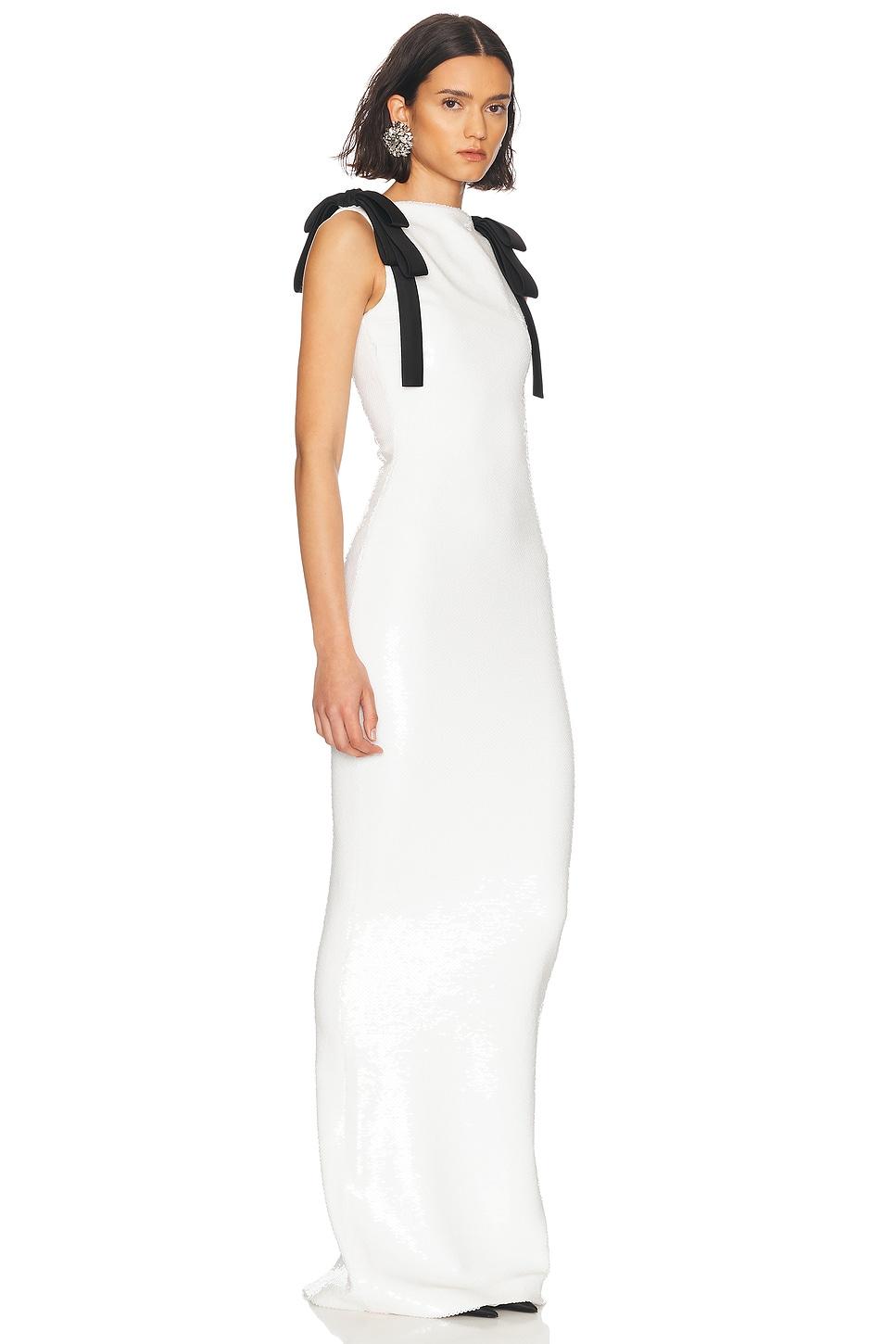 monot sequin dress MONOT Bows Sequin Dress in White & Black Bows