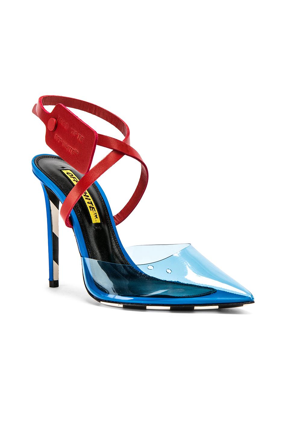 off white blue heels