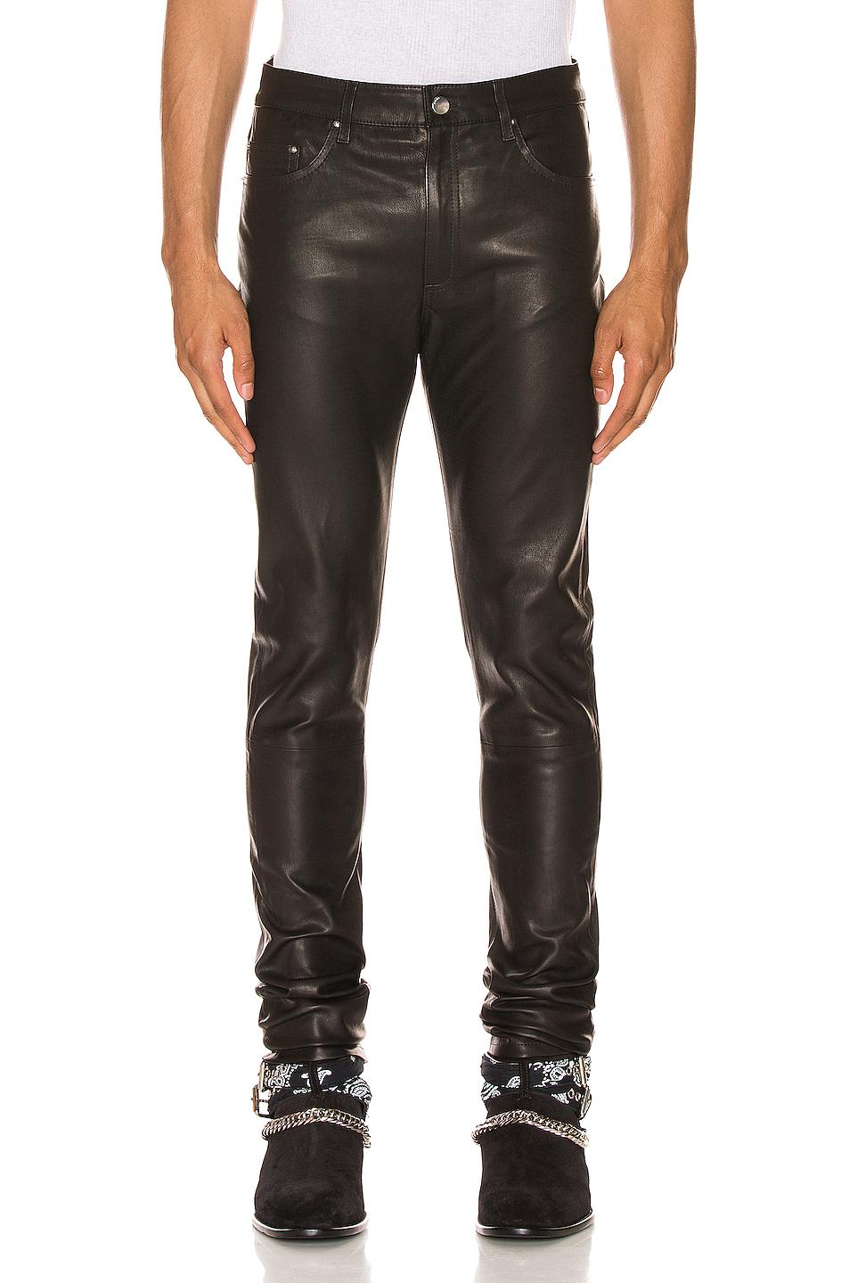 Amiri 5 Pocket Leather Pant in Black 