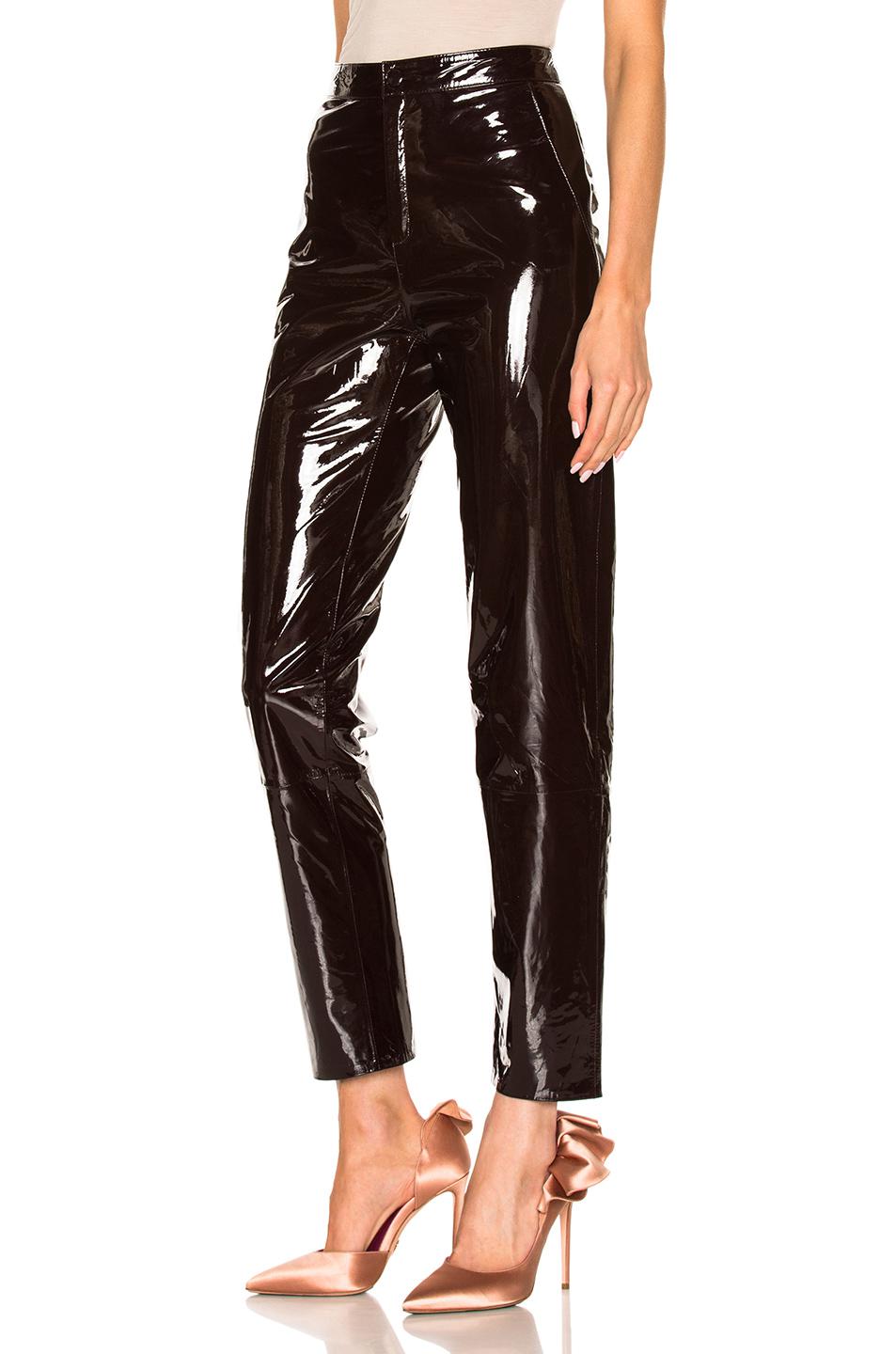 high waisted patent leather pants