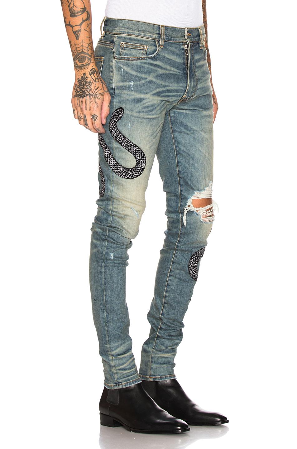 Amiri Glitter Snake Broken Jean in Blue for Men | Lyst