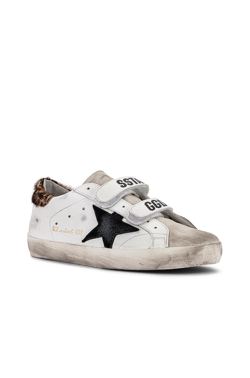golden goose white leopard pony old school sneakers