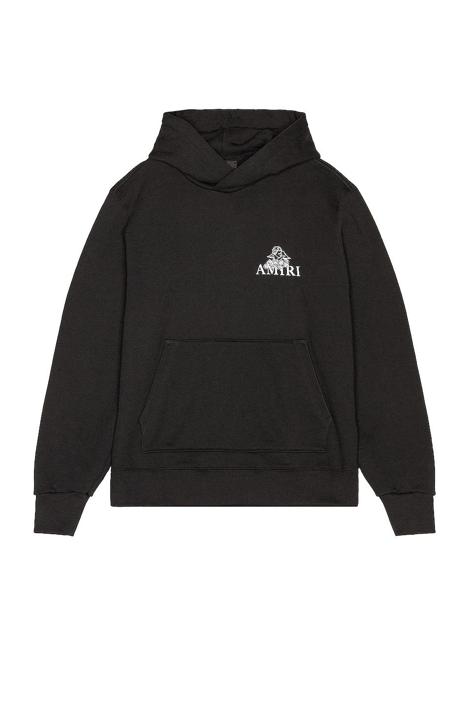 送料関税込み【AMIRI】CHERUB PALM HOODIE in BLACK Amiri Cherub Palm Tapestry Hoodie in Black | FWRD