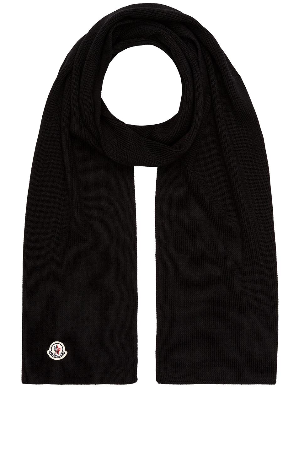 Moncler Wool Scarf in Black for Men Lyst