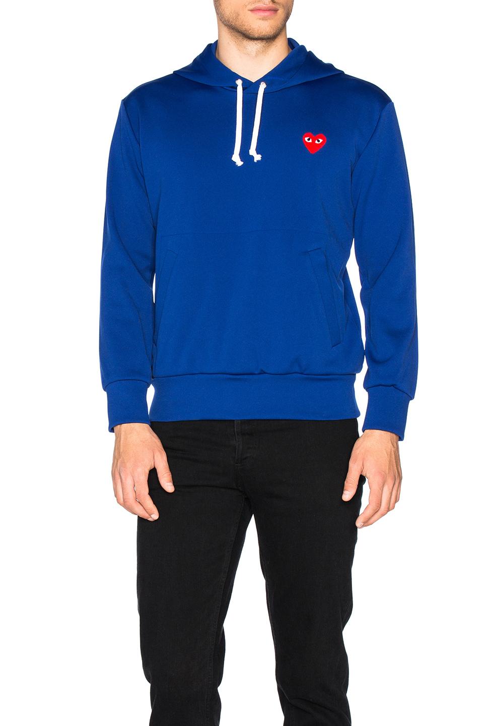 COMME DES GARÇONS PLAY Red Emblem Poly Hoodie in Navy (Blue) for Men - Lyst