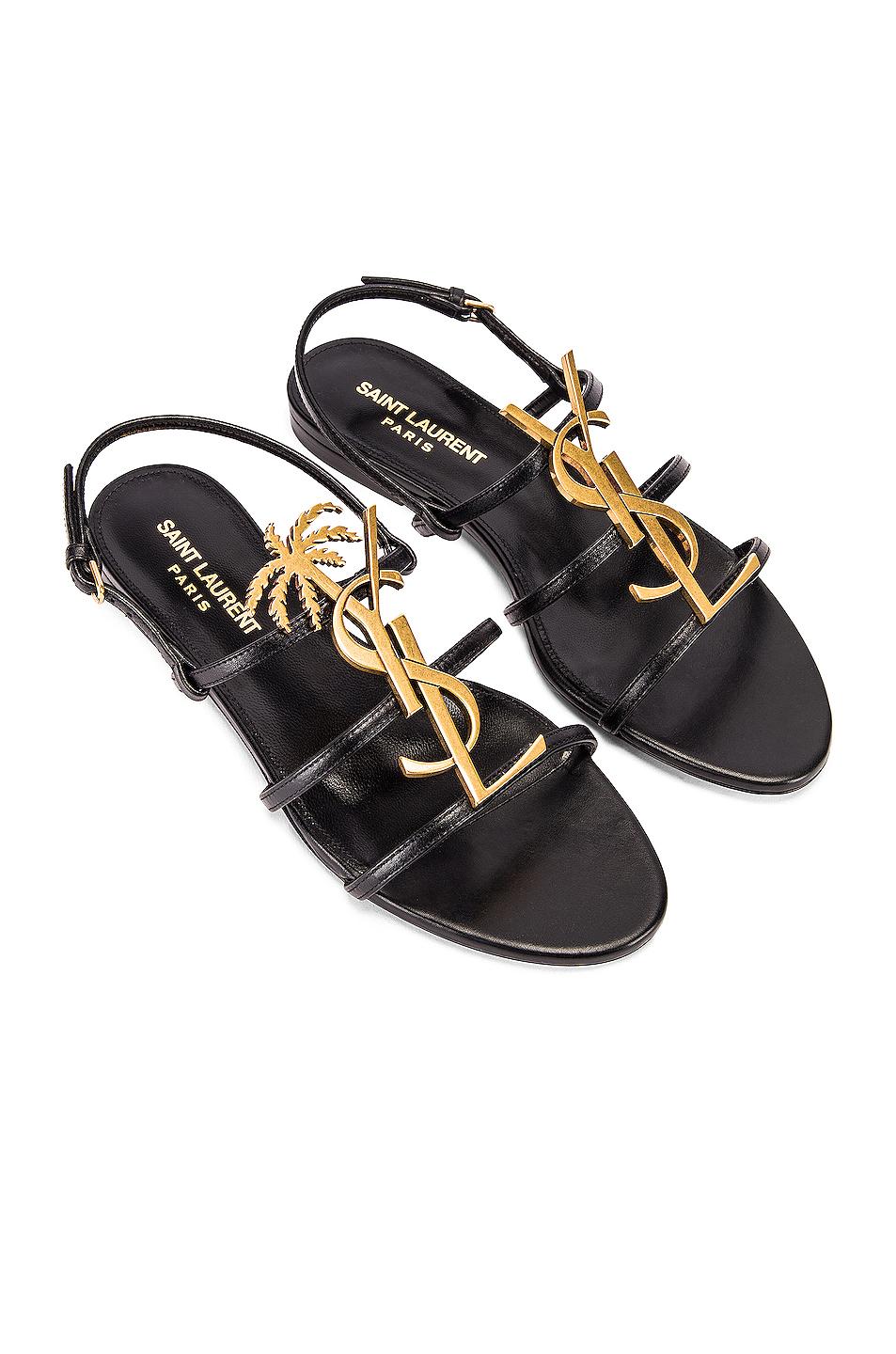 saint laurent black cassandra heeled sandals