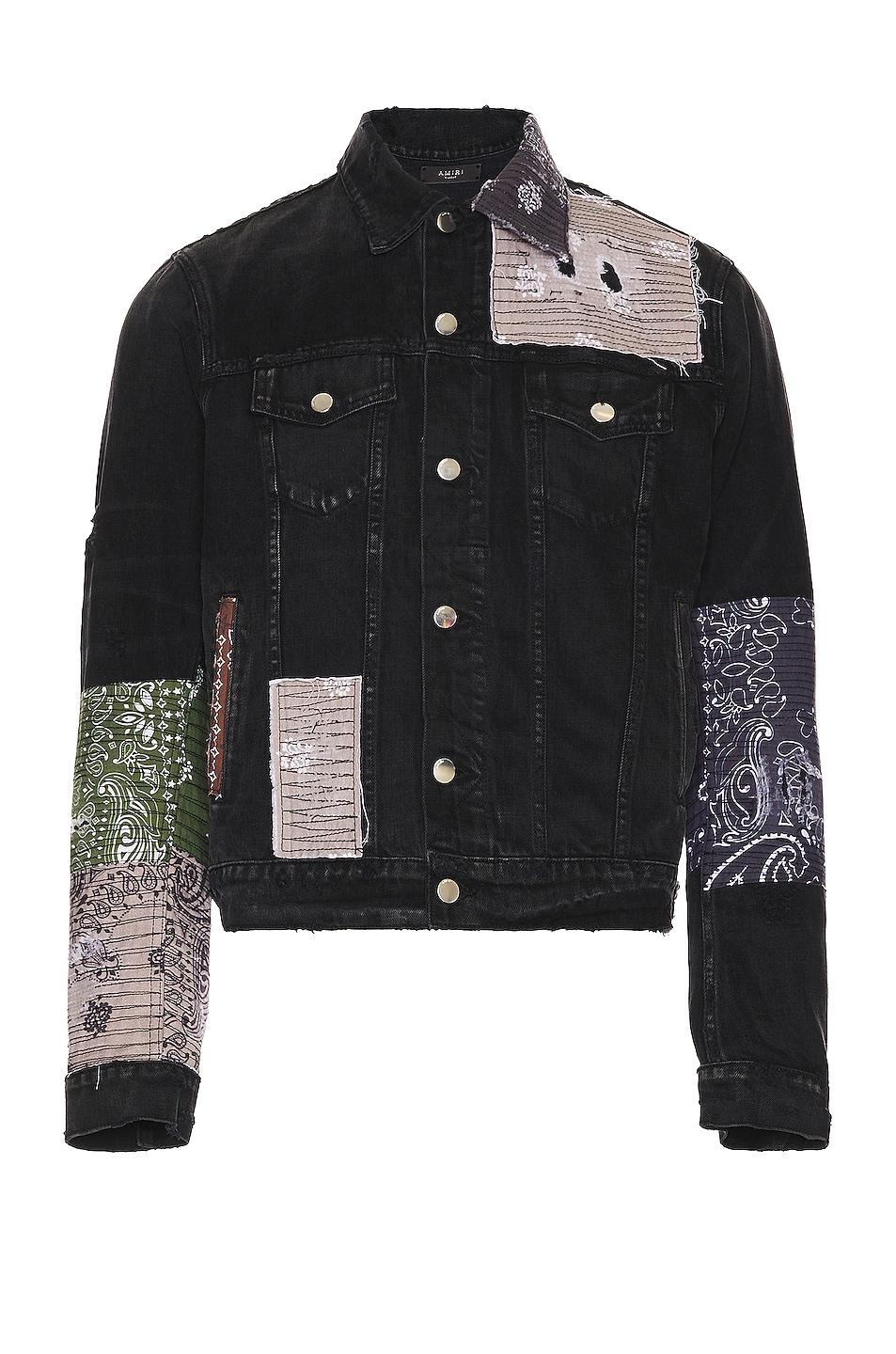 Amiri Cotton Bandana Art Patch Trucker Jacket in Black for Men Lyst UK