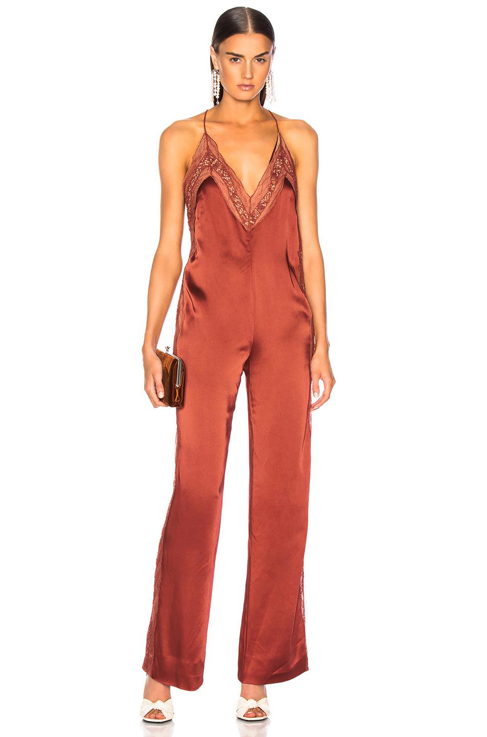 Jonathan Simkhai Synthetic Lingerie Jumpsuit in Red - Lyst