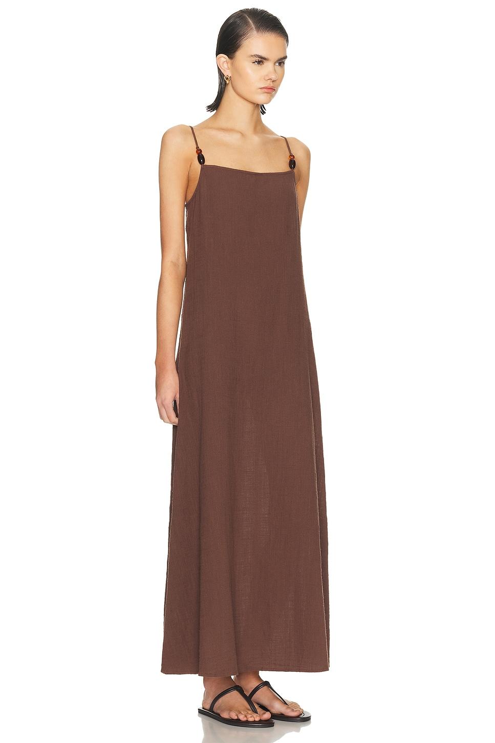 staud brown and white striped dress Ivory and Dark Oak Micro Stripe Rocco Mini Dress main image 0