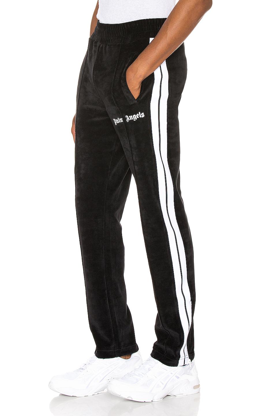 Palm Angels Cotton Chenille Track Pants in Black & White (Black) for ...