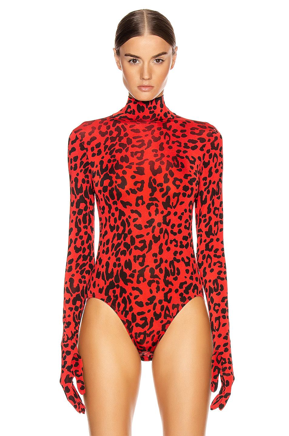 Leopard-print bodysuit red leopard ヴェトモン-
