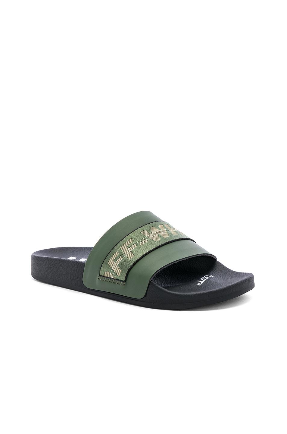 Off-White c/o Virgil Abloh Leather Industrial Slide in Army Green 