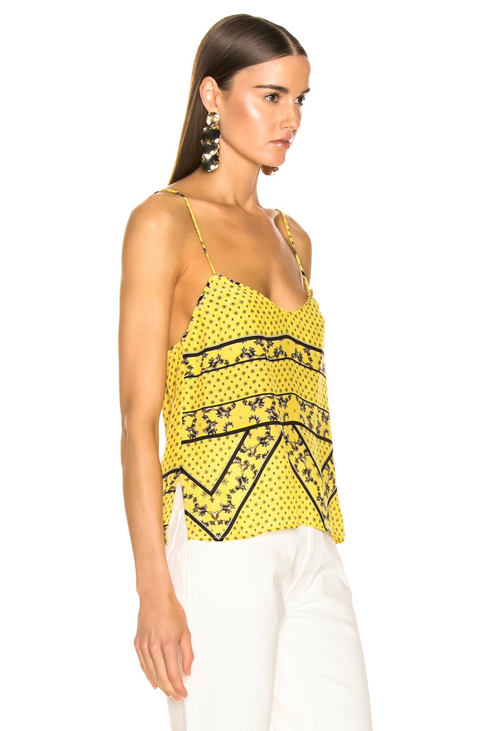 Ganni Silk Mix Top in Yellow | Lyst