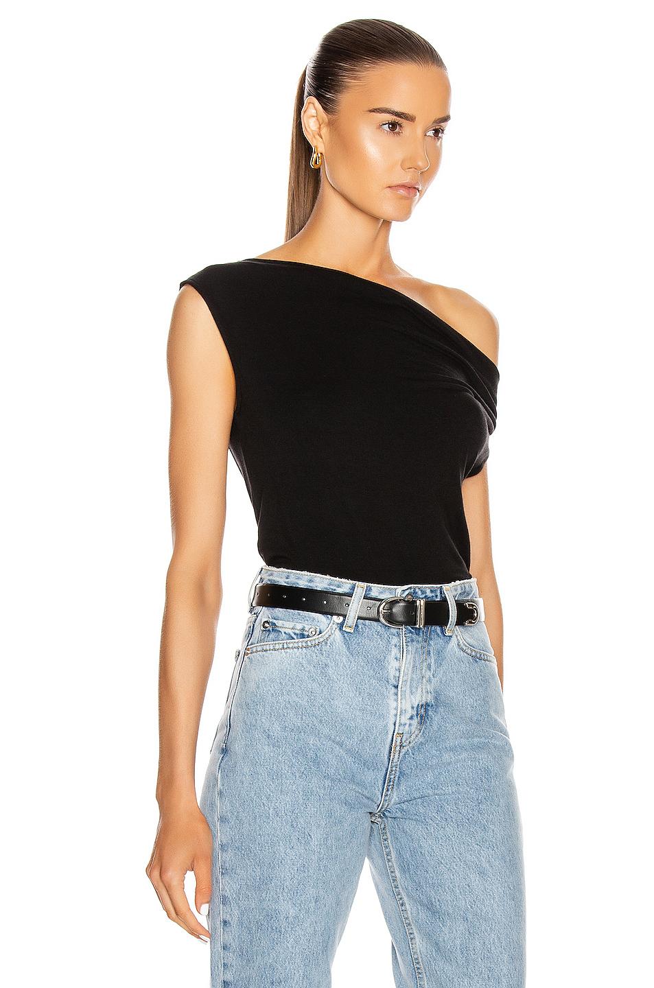 Enza Costa Silk Jersey Off Shoulder Top in Black Lyst