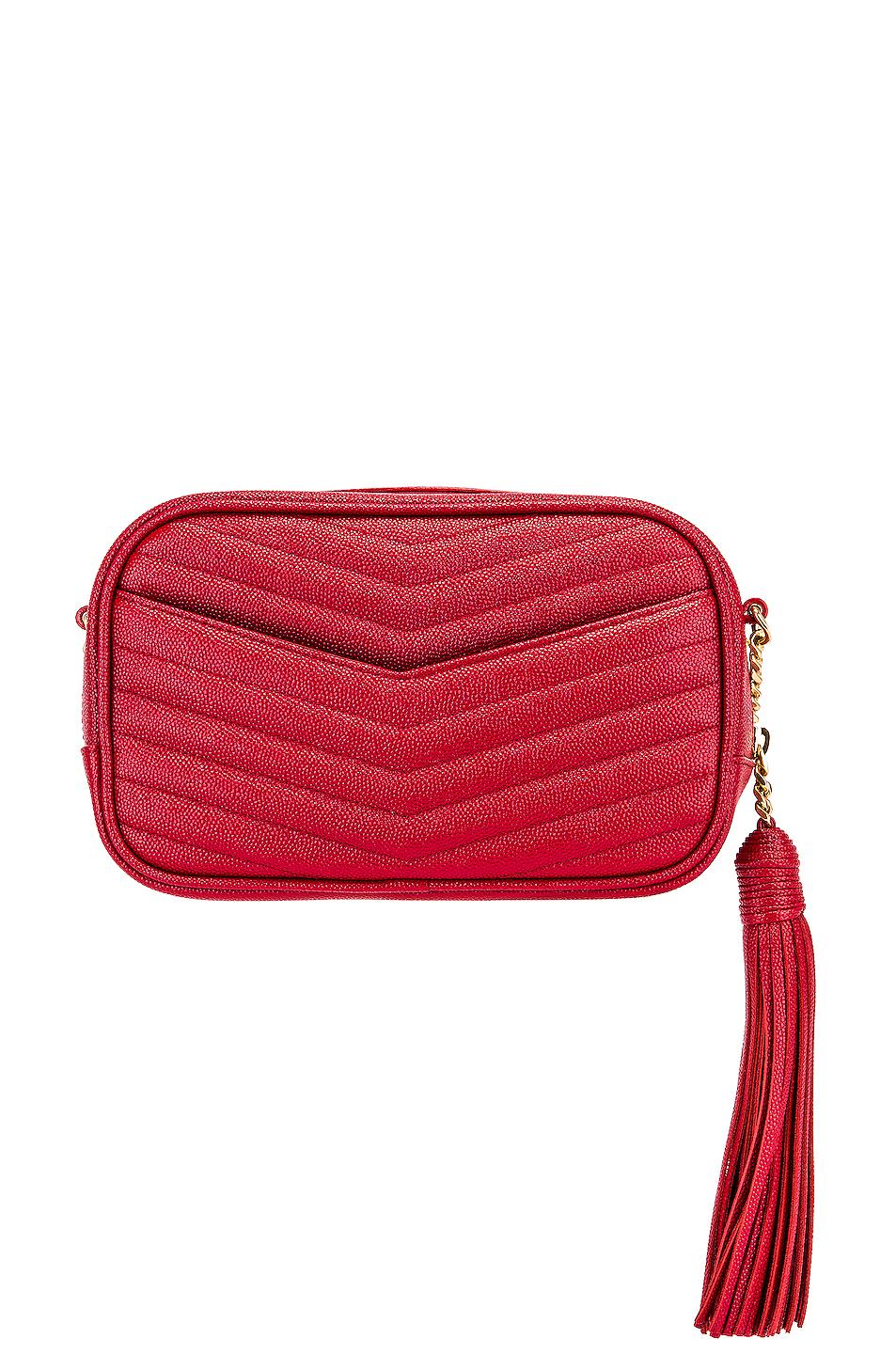Saint Laurent Leather Monogramme Mini Lou Crossbody Bag in Red - Lyst