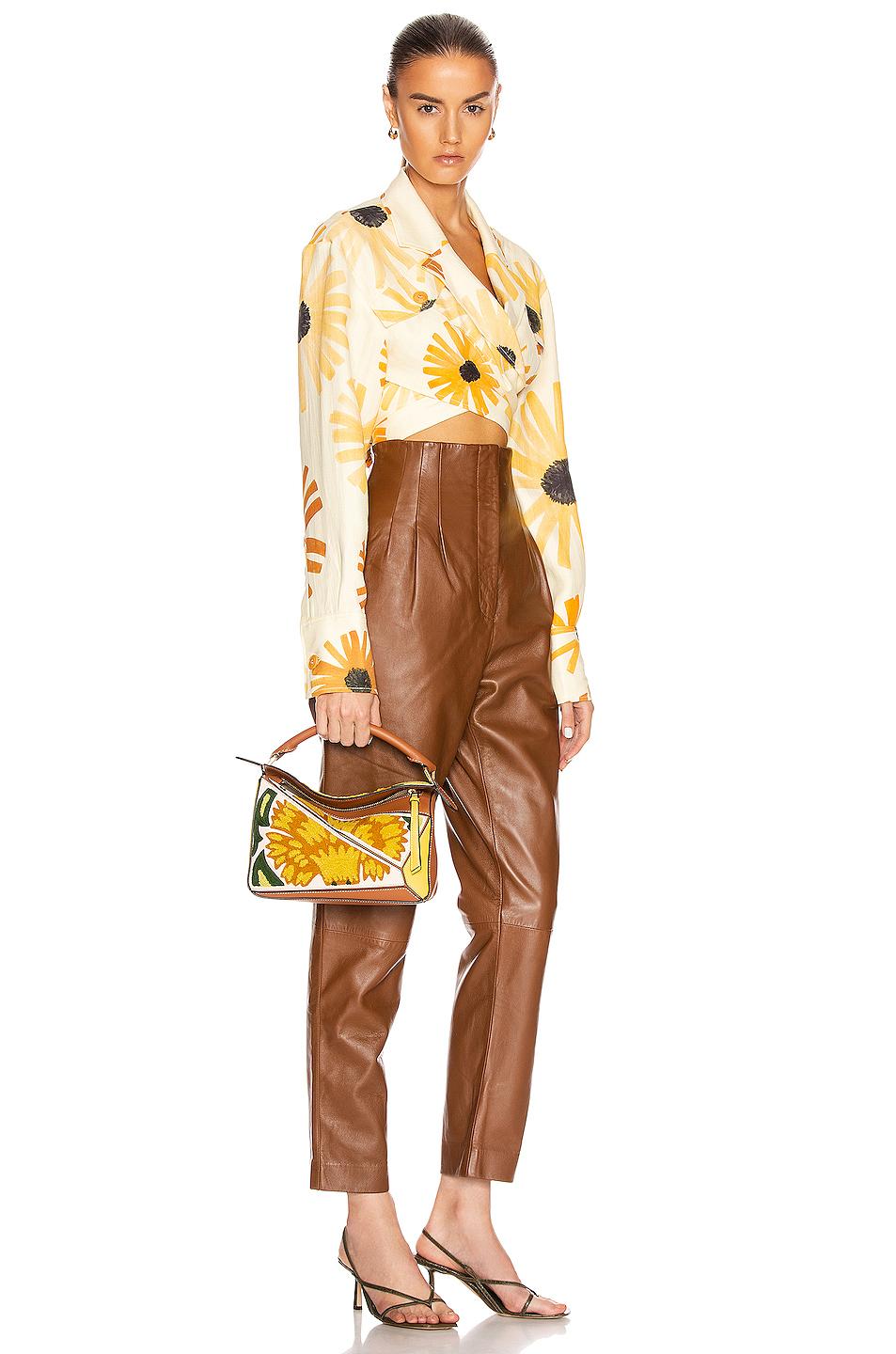 Loewe Leather Puzzle Floral Small Bag in Yellow | Lyst