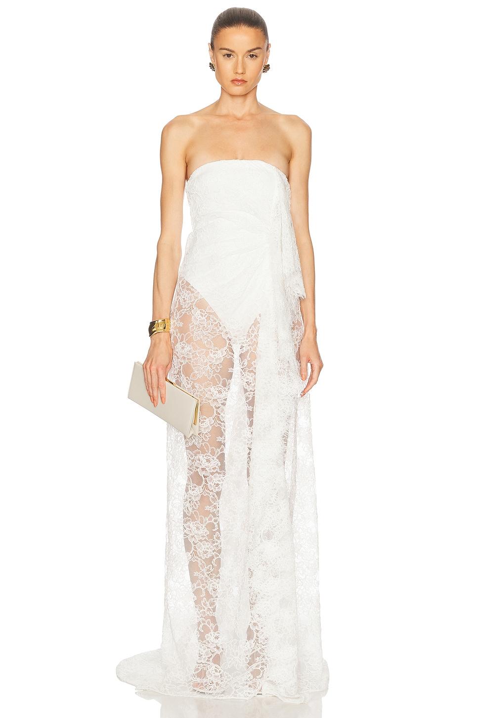 Christopher Esber Floating Lace Strapless Gown in White | Lyst Christopher Esber Floating Lace Strapless Gown in White | Lyst
