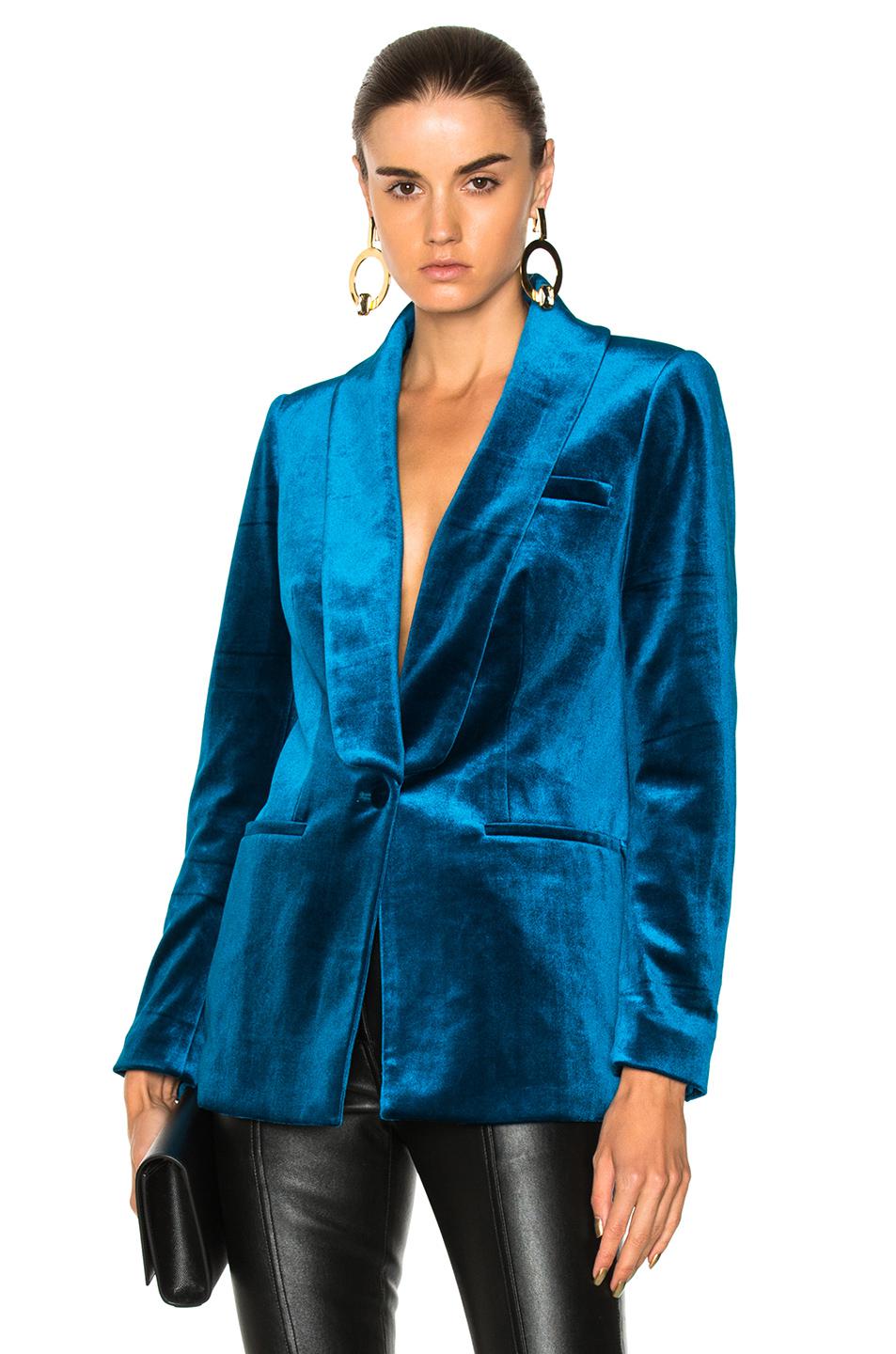 blue velvet jacket womens