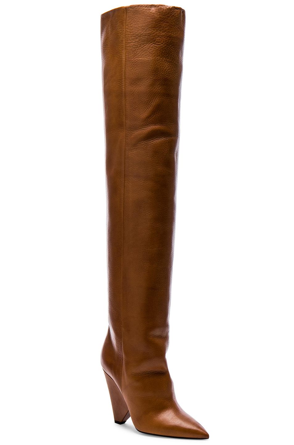 saint laurent niki boots cognac