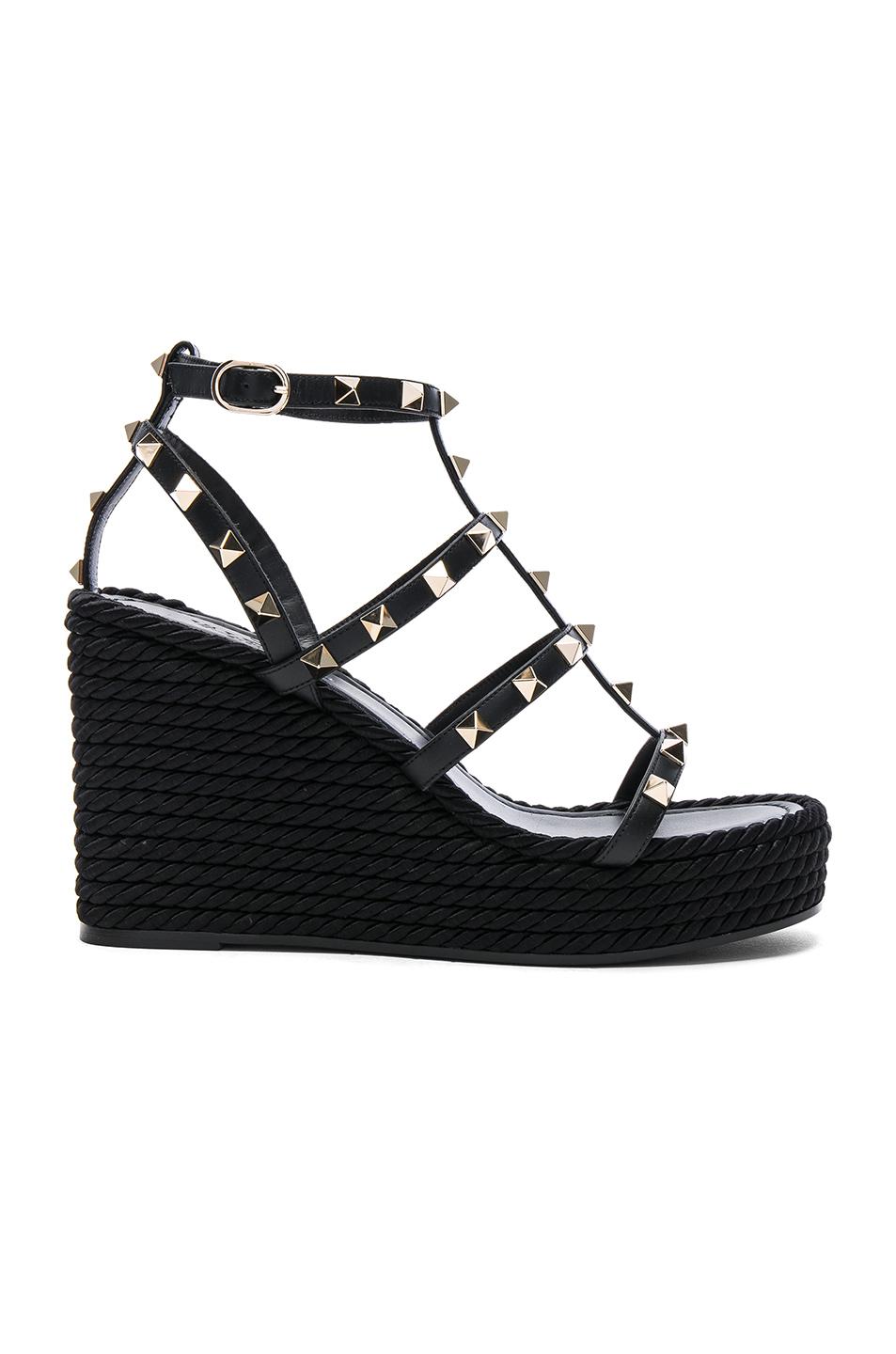 valentino black wedges