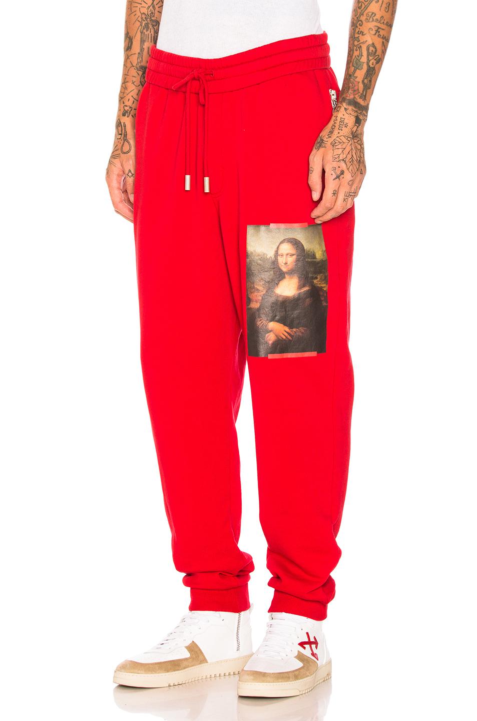 off white red pants