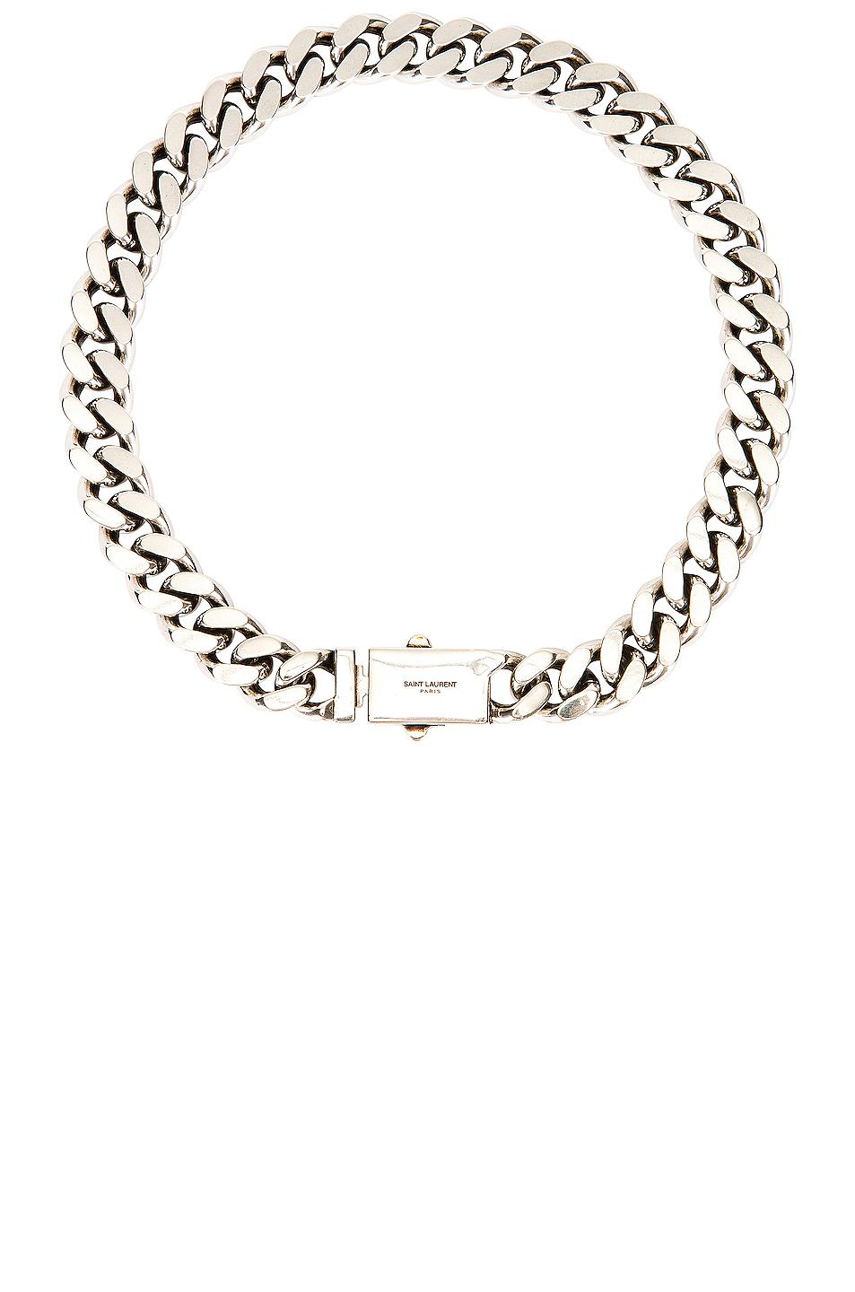 Saint Laurent Curb Chain Necklace in Metallic | Lyst