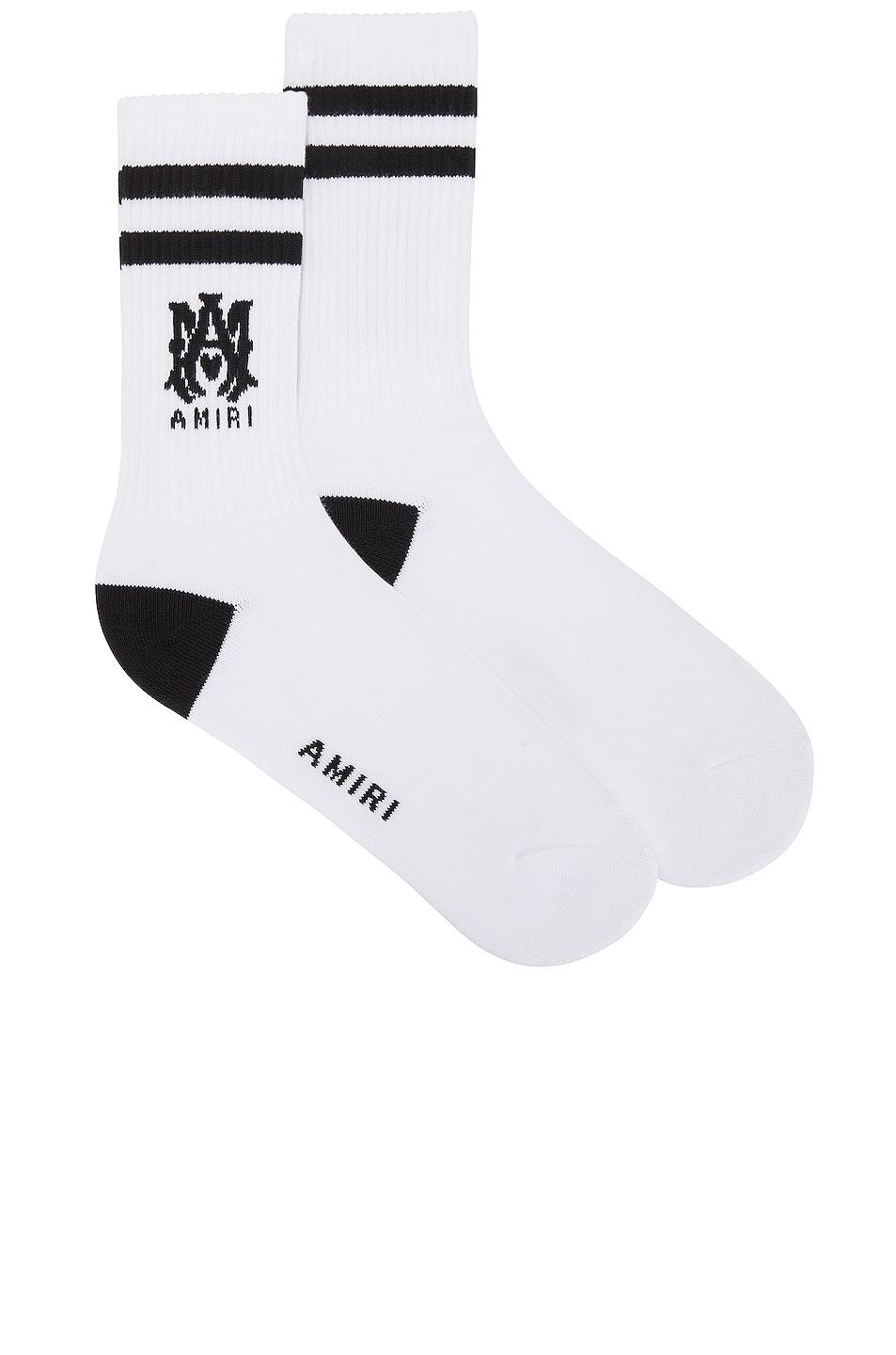 Amiri Ribbed Monogram Socks in White for Men
