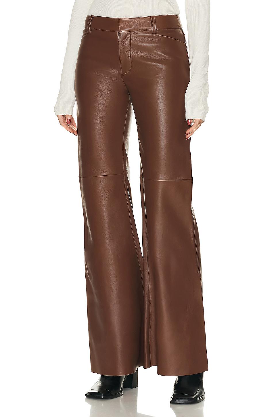 Chlo Flare Leather Pant in Brown Lyst