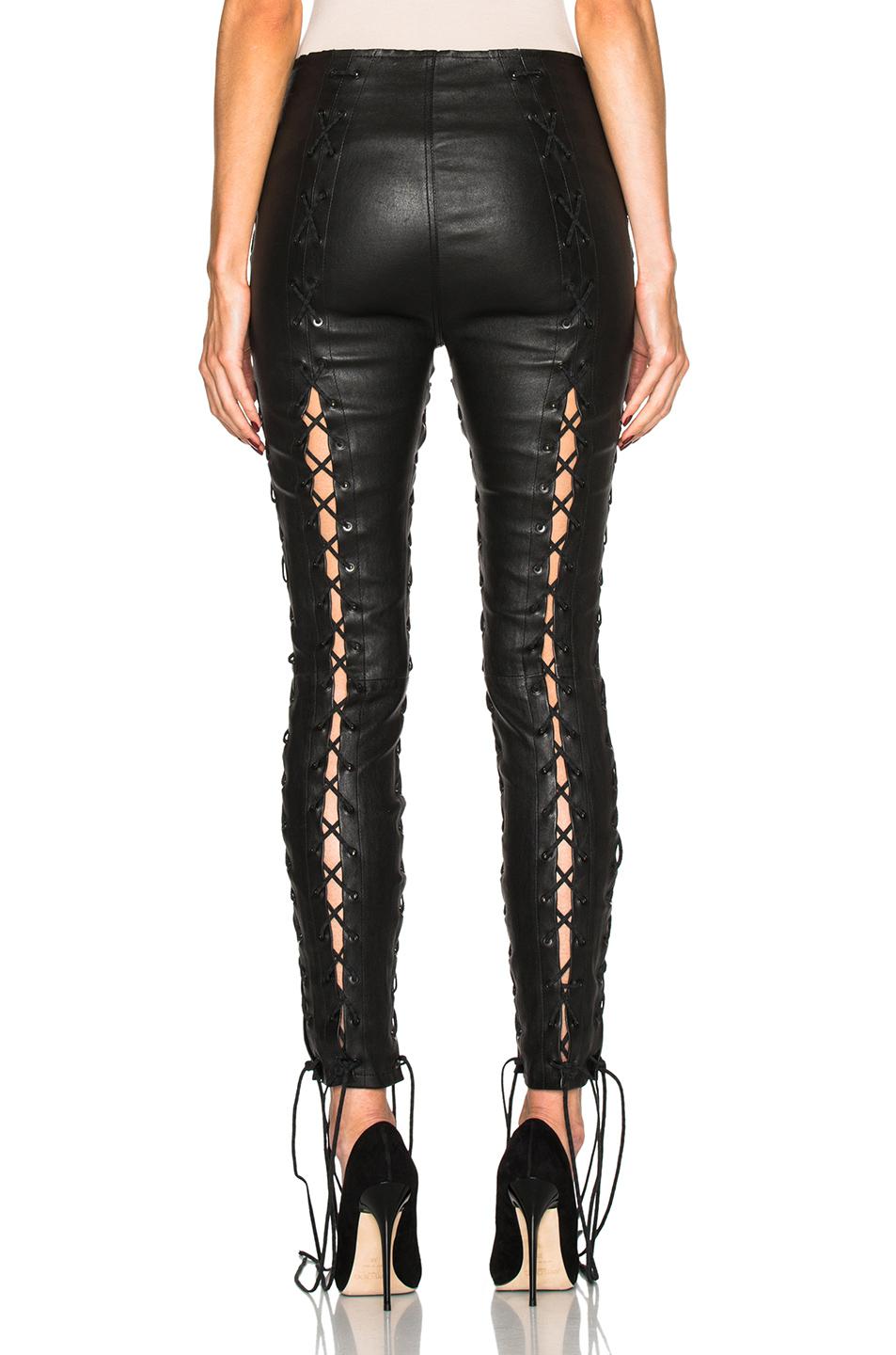 Unravel Project Lace Up Leather Pants in Black - Lyst