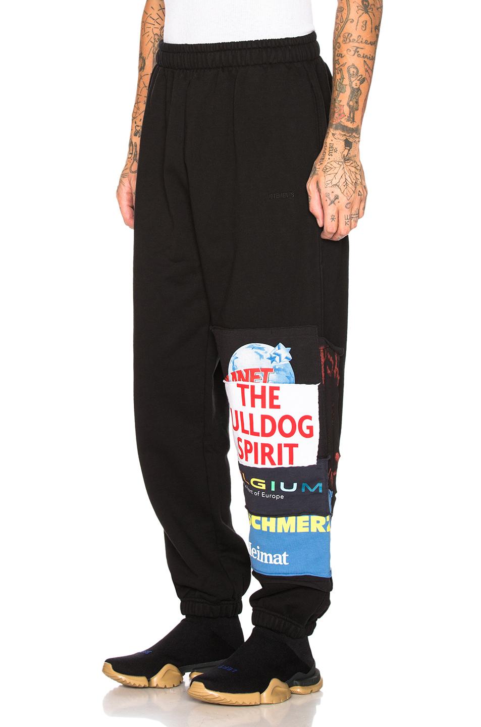 Vetements Cotton Patchwork Sweatpants in Black for Men - Lyst