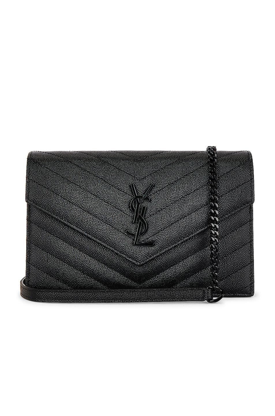 Saint Laurent Cassandra Envelope Chain Wallet Bag in Black | Lyst