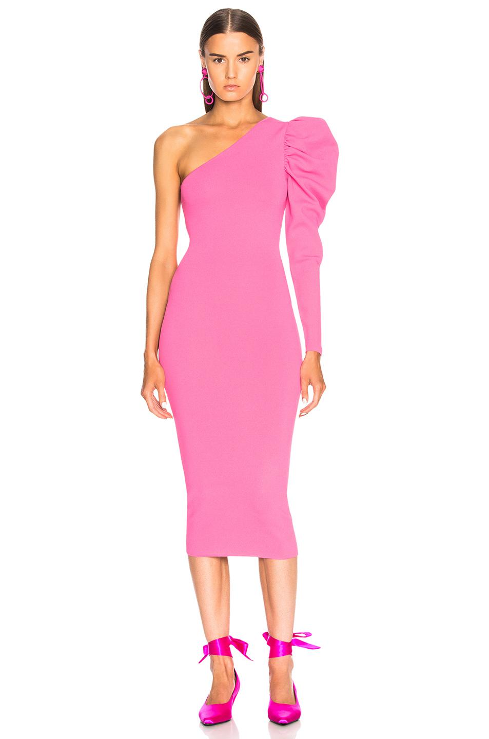 Stella McCartney Synthetic One Shoulder Puff Sleeve Dress in Bright ...